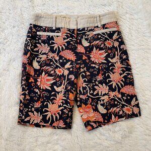 Leifsdottir Women’s Blue/Orange Floral Aviary Bermuda Chino Shorts